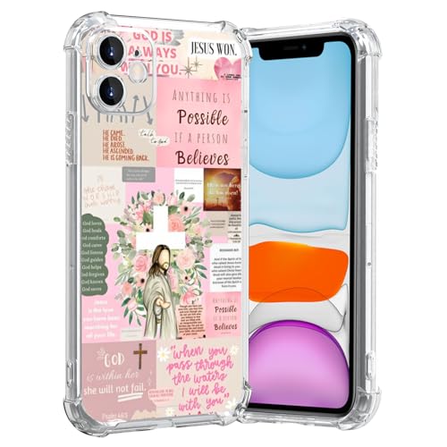 MMYAJT Coole christliche Handyhülle, passend für iPhone 11, kabelloses Laden, stoßfest, klar, Jesus, Heilige Bibelversen, Geschenk für Jungen, Mädchen, Männer, Frauen, Rosa MMYAJT Coole christliche Handyhülle, passend für iPhone 11, kabelloses Laden, stoßfest, klar, Jesus, Heilige Bibelversen, Geschenk für Jungen, Mädchen, Männer, Frauen, Rosa von MMYAJT