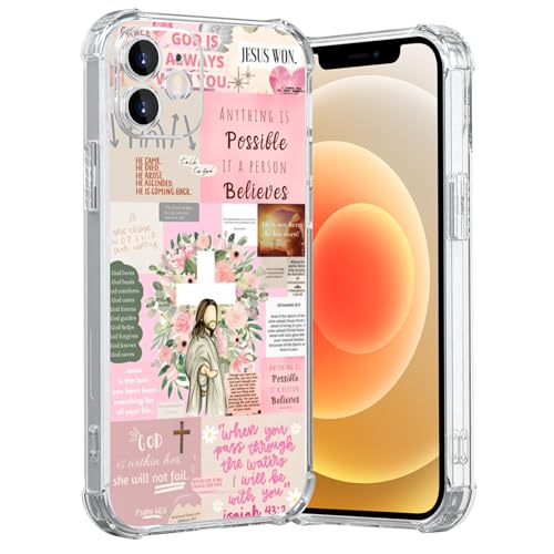 MMYAJT Coole christliche Handyhülle, passend für iPhone 12, kabelloses Laden, stoßfest, klar, Jesus, Heilige Bibelversen, Geschenk für Jungen, Mädchen, Männer, Frauen, Rosa MMYAJT Coole christliche Handyhülle, passend für iPhone 12, kabelloses Laden, stoßfest, klar, Jesus, Heilige Bibelversen, Geschenk für Jungen, Mädchen, Männer, Frauen, Rosa von MMYAJT