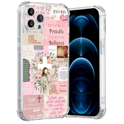 MMYAJT Coole christliche Handyhülle, passend für iPhone 12 Pro, kabelloses Laden, stoßfest, klar, Jesus, Heilige Bibelversen, Geschenk für Jungen, Mädchen, Männer, Frauen, Rosa MMYAJT Coole christliche Handyhülle, passend für iPhone 12 Pro, kabelloses Laden, stoßfest, klar, Jesus, Heilige Bibelversen, Geschenk für Jungen, Mädchen, Männer, Frauen, Rosa von MMYAJT