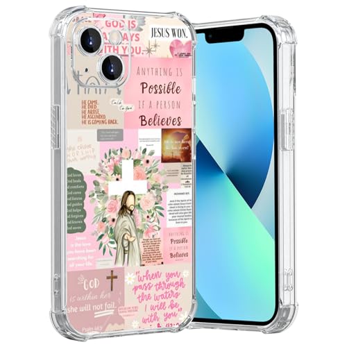MMYAJT Coole christliche Handyhülle, passend für iPhone 13, kabelloses Laden, stoßfest, klar, Jesus, Heilige Bibelversen, Geschenk für Jungen, Mädchen, Männer, Frauen, Rosa MMYAJT Coole christliche Handyhülle, passend für iPhone 13, kabelloses Laden, stoßfest, klar, Jesus, Heilige Bibelversen, Geschenk für Jungen, Mädchen, Männer, Frauen, Rosa von MMYAJT