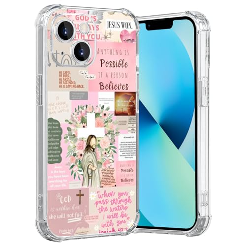 MMYAJT Coole christliche Handyhülle, passend für iPhone 13 Mini, kabelloses Laden, stoßfest, klar, Jesus, Heilige Bibelversen, Geschenk für Jungen, Mädchen, Männer, Frauen, Rosa MMYAJT Coole christliche Handyhülle, passend für iPhone 13 Mini, kabelloses Laden, stoßfest, klar, Jesus, Heilige Bibelversen, Geschenk für Jungen, Mädchen, Männer, Frauen, Rosa von MMYAJT