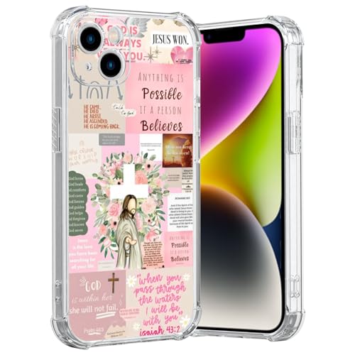 MMYAJT Coole christliche Handyhülle, passend für iPhone 14 Plus, kabelloses Laden, stoßfest, klar, Jesus, Heilige Bibelversen, Geschenk für Jungen, Mädchen, Männer, Frauen, Rosa MMYAJT Coole christliche Handyhülle, passend für iPhone 14 Plus, kabelloses Laden, stoßfest, klar, Jesus, Heilige Bibelversen, Geschenk für Jungen, Mädchen, Männer, Frauen, Rosa von MMYAJT