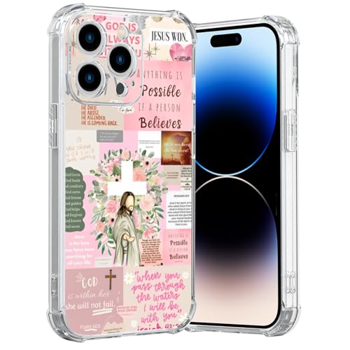 MMYAJT Coole christliche Handyhülle, passend für iPhone 14 Pro, kabelloses Laden, stoßfest, klar, Jesus, Heilige Bibelversen, Geschenk für Jungen, Mädchen, Männer, Frauen, Rosa MMYAJT Coole christliche Handyhülle, passend für iPhone 14 Pro, kabelloses Laden, stoßfest, klar, Jesus, Heilige Bibelversen, Geschenk für Jungen, Mädchen, Männer, Frauen, Rosa von MMYAJT