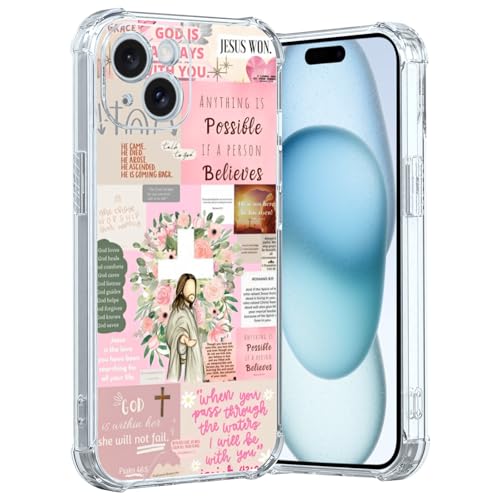 MMYAJT Coole christliche Handyhülle, passend für iPhone 15, kabelloses Laden, stoßfest, klar, Jesus, Heilige Bibelversen, Geschenk für Jungen, Mädchen, Männer, Frauen, Rosa MMYAJT Coole christliche Handyhülle, passend für iPhone 15, kabelloses Laden, stoßfest, klar, Jesus, Heilige Bibelversen, Geschenk für Jungen, Mädchen, Männer, Frauen, Rosa von MMYAJT