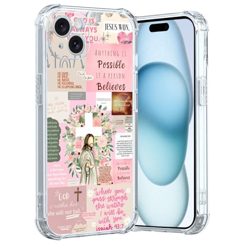 MMYAJT Coole christliche Handyhülle, passend für iPhone 15 Plus, kabelloses Laden, stoßfest, klar, Jesus, Heilige Bibelversen, Geschenk für Jungen, Mädchen, Männer, Frauen, Rosa MMYAJT Coole christliche Handyhülle, passend für iPhone 15 Plus, kabelloses Laden, stoßfest, klar, Jesus, Heilige Bibelversen, Geschenk für Jungen, Mädchen, Männer, Frauen, Rosa von MMYAJT
