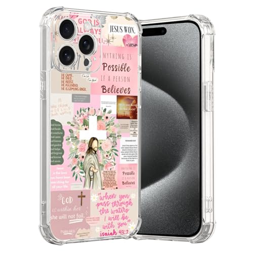 MMYAJT Coole christliche Handyhülle, passend für iPhone 15 Pro Max, kabelloses Laden, stoßfest, klar, Jesus, Heilige Bibelversen, Geschenk für Jungen, Mädchen, Männer, Frauen, Rosa MMYAJT Coole christliche Handyhülle, passend für iPhone 15 Pro Max, kabelloses Laden, stoßfest, klar, Jesus, Heilige Bibelversen, Geschenk für Jungen, Mädchen, Männer, Frauen, Rosa von MMYAJT