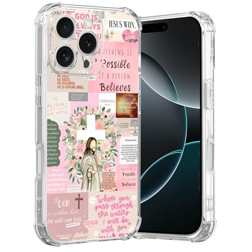 MMYAJT Coole christliche Handyhülle, passend für iPhone 16 Pro, kabelloses Laden, stoßfest, klar, Jesus, Heilige Bibelversen, Geschenk für Jungen, Mädchen, Männer, Frauen, Rosa MMYAJT Coole christliche Handyhülle, passend für iPhone 16 Pro, kabelloses Laden, stoßfest, klar, Jesus, Heilige Bibelversen, Geschenk für Jungen, Mädchen, Männer, Frauen, Rosa von MMYAJT