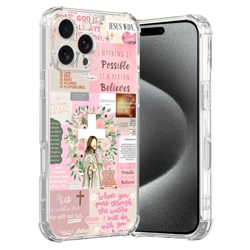 MMYAJT Coole christliche Handyhülle, passend für iPhone 16 Pro Max, kabelloses Laden, stoßfest, klar, Jesus, Heilige Bibelversen, Geschenk für Jungen, Mädchen, Männer, Frauen, Rosa MMYAJT Coole christliche Handyhülle, passend für iPhone 16 Pro Max, kabelloses Laden, stoßfest, klar, Jesus, Heilige Bibelversen, Geschenk für Jungen, Mädchen, Männer, Frauen, Rosa von MMYAJT