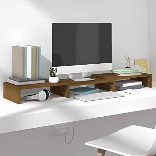 Wohnzimmer-Unterhaltungszentrum TV-Media-Konsole Medienmöbel-Konsole Monitorständer Honigbraun 80x24x10,5 cm Massivholz Kiefer für Wohnzimmer, Schlafzimmer, etc von MNISDFL