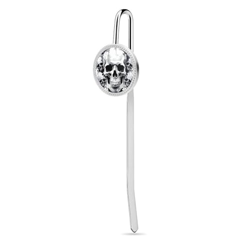 Personalisierte Metall-Lesezeichen, 3 cm, Weiß und Grau, Totenkopf-Grafiken, bedruckt, coole Lesezeichen für Frauen, Vintage-Lesezeichen, Haken, Buchclip für Bücherwurm, Bücherkameraden, Geschenk Personalisierte Metall-Lesezeichen, 3 cm, Weiß und Grau, Totenkopf-Grafiken, bedruckt, coole Lesezeichen für Frauen, Vintage-Lesezeichen, Haken, Buchclip für Bücherwurm, Bücherkameraden, Geschenk von MNVTSKOP