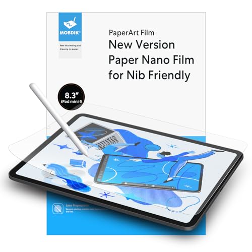 MOBDIK [2 Stück Papier Schutzfolie für iPad Mini 6 2021 (6. Generation, 8,3 Zoll) [Zeichnen Wie auf Papier] [Blendfreiem] [Kompatibel mit Apple Pencil] [mit Easy Installation Kit] von MOBDIK