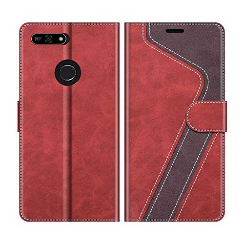 MOBESV Handyhülle für Huawei Y6 2018 Hülle Leder, Honor 7A Handyhülle, Huawei Y6 2018 Klapphülle Handytasche Case für Huawei Y6 2018 / Honor 7A Handy Hüllen, Modisch Rot von MOBESV