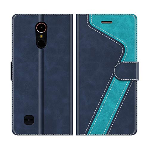 MOBESV Handyhülle für LG K10 2017 Hülle Leder, LG K10 2017 Klapphülle Handytasche Case für LG K10 2017 Handy Hüllen, Modisch Blau von MOBESV