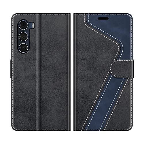 MOBESV Handyhülle für Motorola Moto G200 5G Hülle Leder, Motorola Moto G200 5G Klapphülle Handytasche Case für Motorola Moto G200 5G Handy Hüllen, Modisch Schwarz von MOBESV