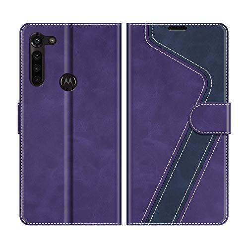 MOBESV Handyhülle für Motorola Moto G8 Power Hülle Leder, Motorola Moto G8 Power Klapphülle Handytasche Case für Motorola Moto G8 Power Handy Hüllen, Violett/Dunkelblau von MOBESV