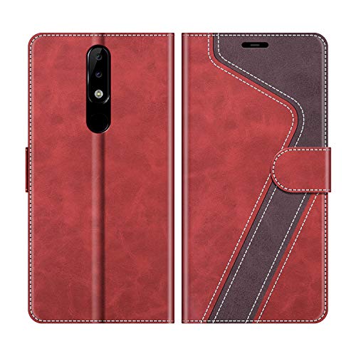 MOBESV Handyhülle für Nokia 5.1 Plus Hülle Leder, Nokia 5.1 Plus Klapphülle Handytasche Case für Nokia 5.1 Plus Handy Hüllen, Modisch Rot von MOBESV