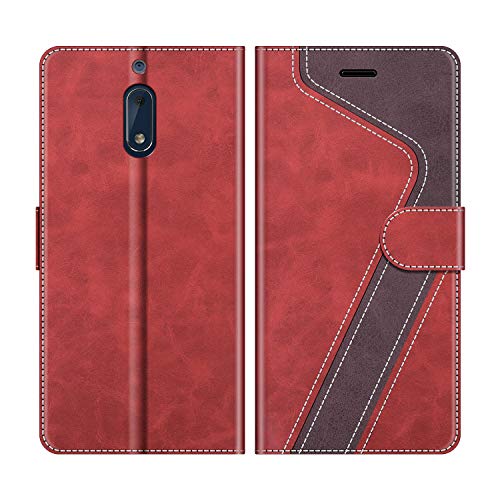 MOBESV Handyhülle für Nokia 6 Hülle Leder, Nokia 6 Klapphülle Handytasche Case für Nokia 6 Handy Hüllen, Modisch Rot von MOBESV