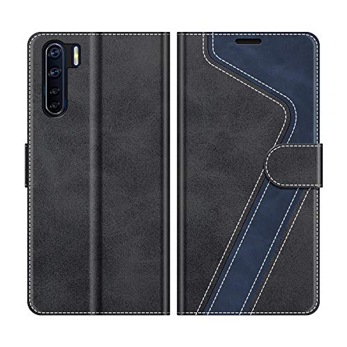 MOBESV Handyhülle für Oppo A91 Hülle Leder, Oppo A91 Klapphülle Handytasche Case für Oppo A91 Handy Hüllen, Modisch Schwarz von MOBESV