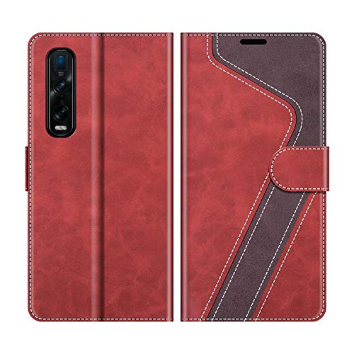 MOBESV Handyhülle für Oppo Find X2 Pro Hülle Leder, Oppo Find X2 Pro Klapphülle Handytasche Case für Oppo Find X2 Pro Handy Hüllen, Modisch Rot von MOBESV