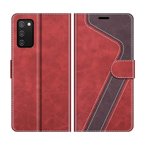 MOBESV Handyhülle für Samsung Galaxy A02S Hülle Leder, Samsung Galaxy A02S Klapphülle Handytasche Case für Samsung Galaxy A02S Handy Hüllen, Modisch Rot von MOBESV