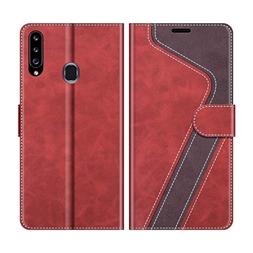 MOBESV Handyhülle für Samsung Galaxy A20S Hülle Leder, Samsung Galaxy A20S Klapphülle Handytasche Case für Samsung Galaxy A20S Handy Hüllen, Modisch Rot von MOBESV