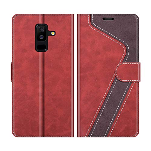 MOBESV Handyhülle für Samsung Galaxy A6 Plus Hülle Leder, Samsung Galaxy A6 Plus 2018 Klapphülle Handytasche Case für Samsung Galaxy A6 Plus 2018 Handy Hüllen, Modisch Rot von MOBESV