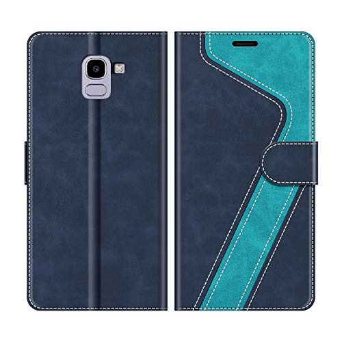 MOBESV Handyhülle für Samsung Galaxy J6 2018 Hülle Leder, Samsung Galaxy J6 2018 Klapphülle Handytasche Case für Samsung Galaxy J6 2018 Handy Hüllen, Modisch Blau von MOBESV