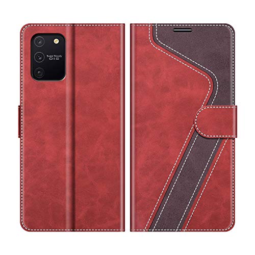 MOBESV Handyhülle für Samsung Galaxy S10 Lite Hülle Leder, Samsung Galaxy S10 Lite Klapphülle Handytasche Case für Samsung Galaxy S10 Lite Handy Hüllen, Modisch Rot von MOBESV