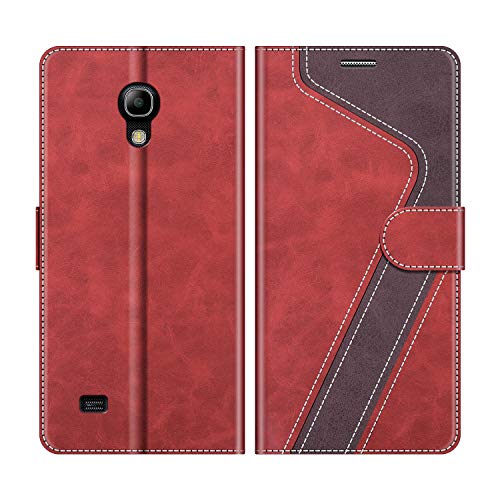 MOBESV Handyhülle für Samsung Galaxy S4 Mini Hülle Leder, Samsung Galaxy S4 Mini Klapphülle Handytasche Case für Samsung Galaxy S4 Mini Handy Hüllen, Modisch Rot von MOBESV