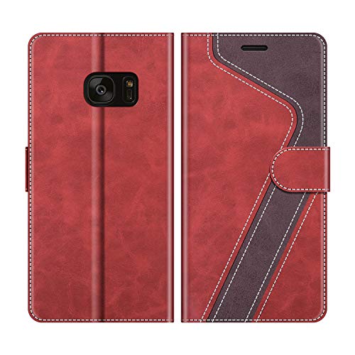 MOBESV Handyhülle für Samsung Galaxy S7 Edge Hülle Leder, Samsung Galaxy S7 Edge Klapphülle Handytasche Case für Samsung Galaxy S7 Edge Handy Hüllen, Modisch Rot von MOBESV