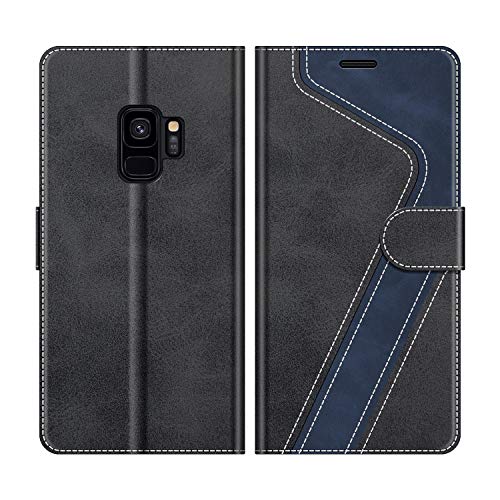 MOBESV Handyhülle für Samsung Galaxy S9 Hülle Leder, Samsung Galaxy S9 Klapphülle Handytasche Case für Samsung Galaxy S9 Handy Hüllen, Modisch Schwarz von MOBESV