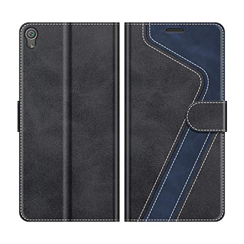 MOBESV Handyhülle für Sony Xperia XA Hülle Leder, Sony Xperia XA Klapphülle Handytasche Case für Sony Xperia XA Handy Hüllen, Schwarz von MOBESV