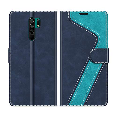 MOBESV Handyhülle für Xiaomi Redmi 9 Hülle Leder, Xiaomi Redmi 9 Klapphülle Handytasche Case für Xiaomi Redmi 9 Handy Hüllen, Modisch Blau von MOBESV