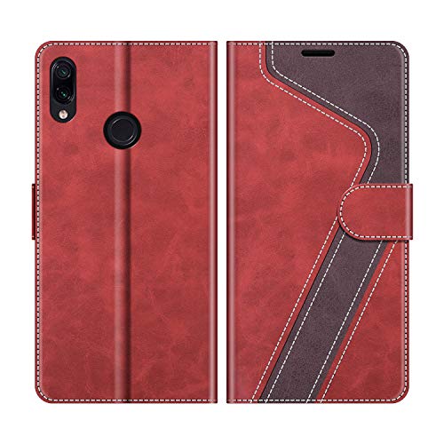 MOBESV Handyhülle für Xiaomi Redmi Note 7 Hülle Leder, Xiaomi Redmi Note 7 Klapphülle Handytasche Case für Xiaomi Redmi Note 7 Handy Hüllen, Modisch Rot von MOBESV