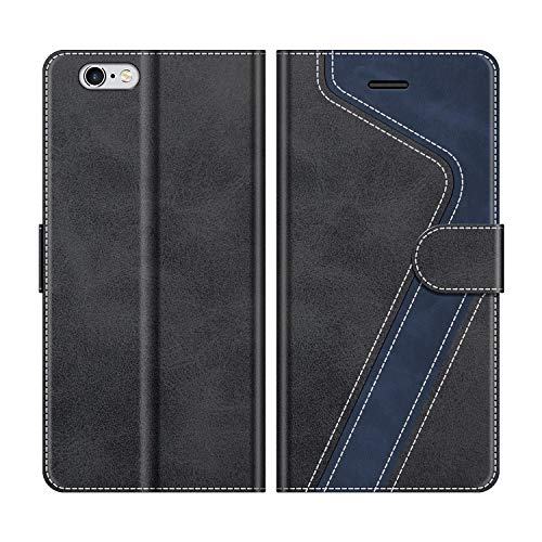 MOBESV Handyhülle für iPhone 6S Hülle Leder, iPhone 6S Klapphülle Handytasche Case für iPhone 6S / iPhone 6 Handy Hüllen, Modisch Schwarz von MOBESV