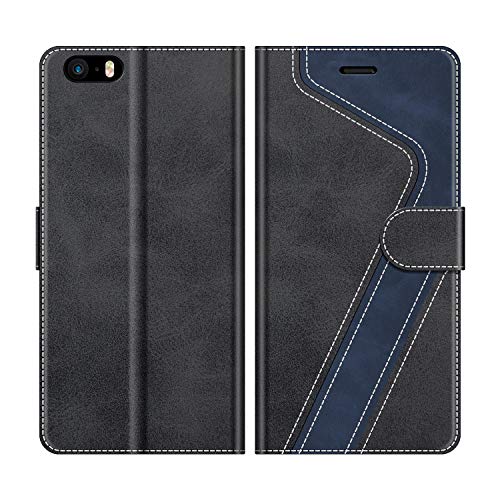 MOBESV Hülle für iPhone SE/iPhone 5S / iPhone 5 Handyhülle, Lederhülle mit Kartenfach, Klapphülle mit Ständer, Flip Case Handytasche Schutzhülle, Modisch Schwarz(Nicht kompatibel mit iPhone SE 2020) MOBESV Hülle für iPhone SE/iPhone 5S / iPhone 5 Handyhülle, Lederhülle mit Kartenfach, Klapphülle mit Ständer, Flip Case Handytasche Schutzhülle, Modisch Schwarz(Nicht kompatibel mit iPhone SE 2020) von MOBESV