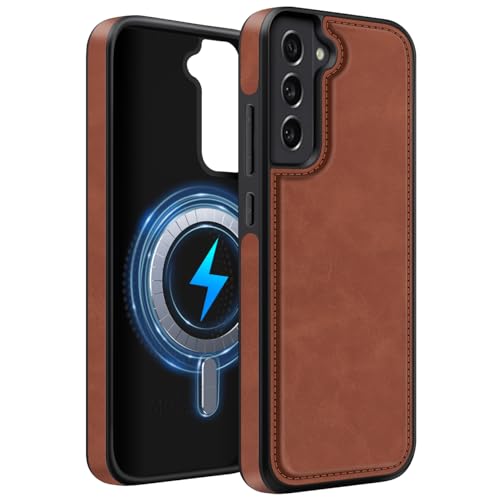 MOBESV Lederhülle für Samsung Galaxy S21 FE 6,4 Zoll, Magnetisch Handyhülle kompatibel mit MagSafe/Kabelloses Ladepad, Dünn Klassische Elegant Hülle, Braun MOBESV Lederhülle für Samsung Galaxy S21 FE 6,4 Zoll, Magnetisch Handyhülle kompatibel mit MagSafe/Kabelloses Ladepad, Dünn Klassische Elegant Hülle, Braun von MOBESV