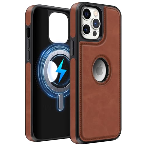 MOBESV Lederhülle mit Logo-Ansicht für iPhone 12 Pro Max 6,7 Zoll, Magnetisch Handyhülle kompatibel mit MagSafe, Dünn Klassische Elegant Hülle, Braun MOBESV Lederhülle mit Logo-Ansicht für iPhone 12 Pro Max 6,7 Zoll, Magnetisch Handyhülle kompatibel mit MagSafe, Dünn Klassische Elegant Hülle, Braun von MOBESV