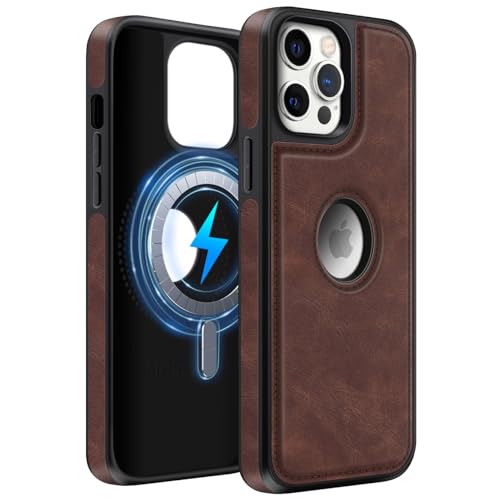 MOBESV Lederhülle mit Logo-Ansicht für iPhone 12 Pro Max 6,7 Zoll, Magnetisch Handyhülle kompatibel mit MagSafe, Dünn Klassische Elegant Hülle, Dunkelbraun MOBESV Lederhülle mit Logo-Ansicht für iPhone 12 Pro Max 6,7 Zoll, Magnetisch Handyhülle kompatibel mit MagSafe, Dünn Klassische Elegant Hülle, Dunkelbraun von MOBESV
