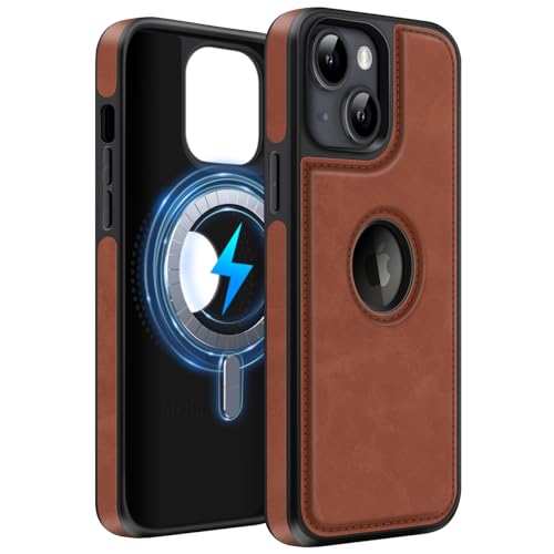 MOBESV Lederhülle mit Logo-Ansicht für iPhone 14 Plus 6,7 Zoll, Magnetisch Handyhülle kompatibel mit MagSafe, Dünn Klassische Elegant Hülle, Braun MOBESV Lederhülle mit Logo-Ansicht für iPhone 14 Plus 6,7 Zoll, Magnetisch Handyhülle kompatibel mit MagSafe, Dünn Klassische Elegant Hülle, Braun von MOBESV