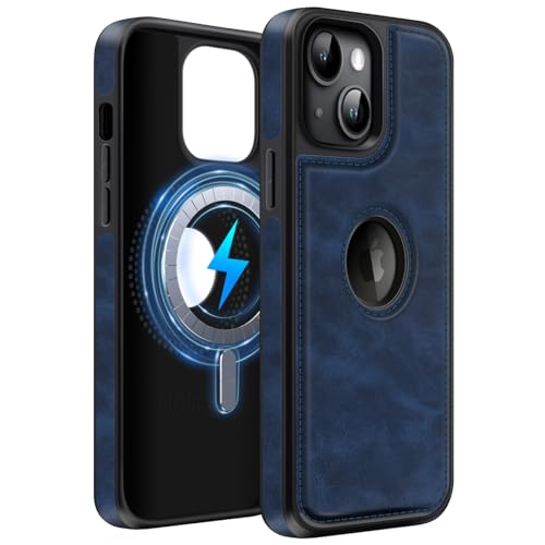 MOBESV Lederhülle mit Logo-Ansicht für iPhone 15 Plus 6,7 Zoll, Magnetisch Handyhülle kompatibel mit MagSafe, Dünn Klassische Elegant Hülle, Königsblau MOBESV Lederhülle mit Logo-Ansicht für iPhone 15 Plus 6,7 Zoll, Magnetisch Handyhülle kompatibel mit MagSafe, Dünn Klassische Elegant Hülle, Königsblau von MOBESV