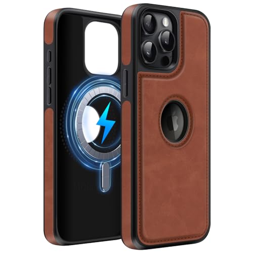 MOBESV Lederhülle mit Logo-Ansicht für iPhone 15 Pro Max 6,7 Zoll, Magnetisch Handyhülle kompatibel mit MagSafe, Dünn Klassische Elegant Hülle, Braun MOBESV Lederhülle mit Logo-Ansicht für iPhone 15 Pro Max 6,7 Zoll, Magnetisch Handyhülle kompatibel mit MagSafe, Dünn Klassische Elegant Hülle, Braun von MOBESV
