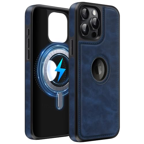 MOBESV Lederhülle mit Logo-Ansicht für iPhone 15 Pro Max 6,7 Zoll, Magnetisch Handyhülle kompatibel mit MagSafe, Dünn Klassische Elegant Hülle, Königsblau MOBESV Lederhülle mit Logo-Ansicht für iPhone 15 Pro Max 6,7 Zoll, Magnetisch Handyhülle kompatibel mit MagSafe, Dünn Klassische Elegant Hülle, Königsblau von MOBESV