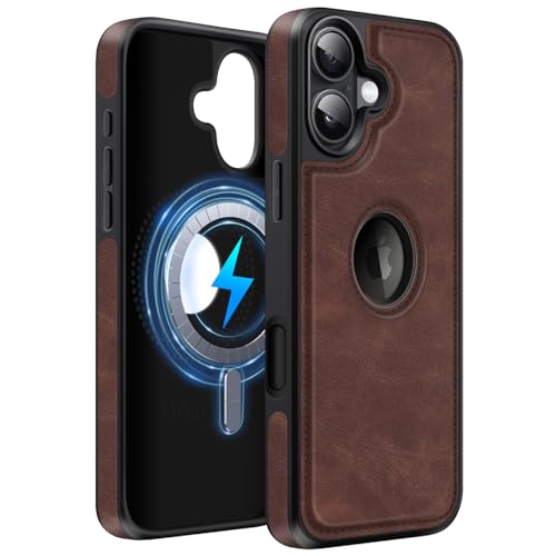 MOBESV Lederhülle mit Logo-Ansicht für iPhone 16 6,1 Zoll, Magnetisch Handyhülle kompatibel mit MagSafe, Dünn Klassische Elegant Hülle, Dunkelbraun MOBESV Lederhülle mit Logo-Ansicht für iPhone 16 6,1 Zoll, Magnetisch Handyhülle kompatibel mit MagSafe, Dünn Klassische Elegant Hülle, Dunkelbraun von MOBESV