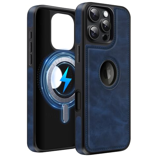 MOBESV Lederhülle mit Logo-Ansicht für iPhone 16 Pro Max 6,9 Zoll, Magnetisch Handyhülle kompatibel mit MagSafe, Dünn Klassische Elegant Hülle, Königsblau MOBESV Lederhülle mit Logo-Ansicht für iPhone 16 Pro Max 6,9 Zoll, Magnetisch Handyhülle kompatibel mit MagSafe, Dünn Klassische Elegant Hülle, Königsblau von MOBESV