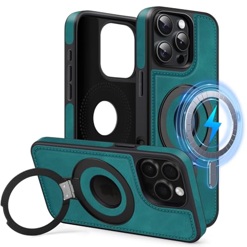 MOBESV Magnetisch Handyhülle mit Ständer [Logo View] für iPhone 16 Pro Max 6,9 Zoll, Lederhülle kompatibel mit MagSafe, Dünn Klassische Elegant Hülle, Hellblau von MOBESV