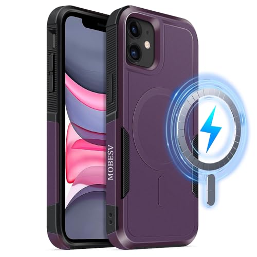 MOBESV Magnetisch Hülle für iPhone 11 6,1 Zoll, Handyhülle kompatibel mit MagSafe, Matte Stoßfeste Cover, Bordeaux MOBESV Magnetisch Hülle für iPhone 11 6,1 Zoll, Handyhülle kompatibel mit MagSafe, Matte Stoßfeste Cover, Bordeaux von MOBESV