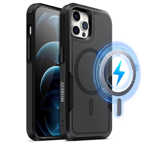 MOBESV Magnetisch Hülle für iPhone 12 Pro Max 6,7 Zoll, Handyhülle kompatibel mit MagSafe, Matte Stoßfeste Cover, Schwarz MOBESV Magnetisch Hülle für iPhone 12 Pro Max 6,7 Zoll, Handyhülle kompatibel mit MagSafe, Matte Stoßfeste Cover, Schwarz von MOBESV