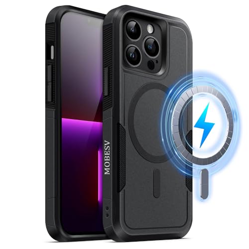 MOBESV Magnetisch Hülle für iPhone 13 Pro Max 6,7 Zoll, Handyhülle kompatibel mit MagSafe, Matte Stoßfeste Cover, Schwarz MOBESV Magnetisch Hülle für iPhone 13 Pro Max 6,7 Zoll, Handyhülle kompatibel mit MagSafe, Matte Stoßfeste Cover, Schwarz von MOBESV