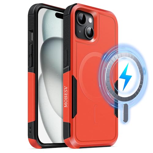 MOBESV Magnetisch Hülle für iPhone 14 Plus/iPhone 15 Plus 6,7 Zoll, Handyhülle kompatibel mit MagSafe, Matte Stoßfeste Cover, Orange MOBESV Magnetisch Hülle für iPhone 14 Plus/iPhone 15 Plus 6,7 Zoll, Handyhülle kompatibel mit MagSafe, Matte Stoßfeste Cover, Orange von MOBESV